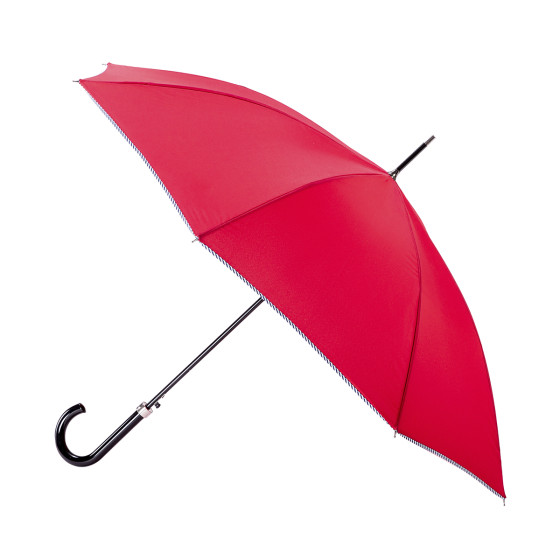 Parapluie Canne Femme Rouge finition Marine RAYURES