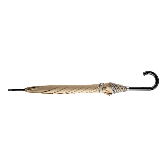 Parapluie Canne Femme Beige finition Noir RAYURES