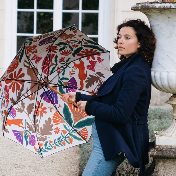 Parapluie femme canne DOUBLÉ WONDERLAND shooting