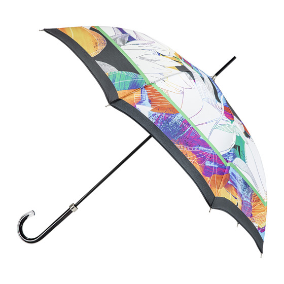 Parapluie femme canne FLEURS D'ACIER côté ouvert