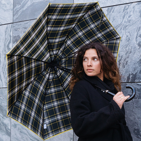 Parapluie Canne Tartan Finition Jaune shooting