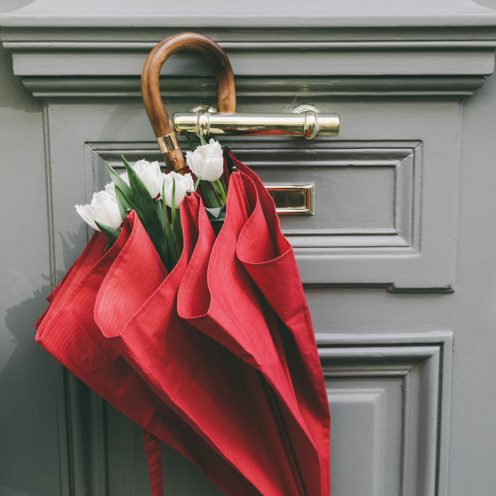 Parapluie L'Aurillac Rouge pour femme toile coton