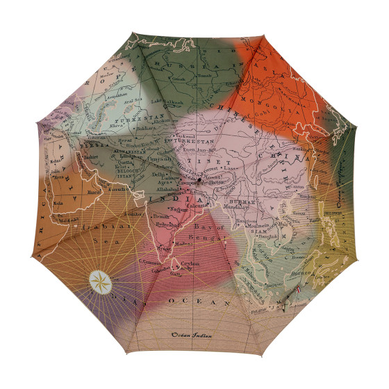 Parapluie femme canne CARNET DE VOYAGE face