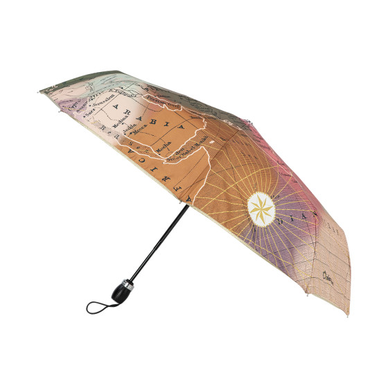 Parapluie femme pliant CARNET DE VOYAGE ouvert côté
