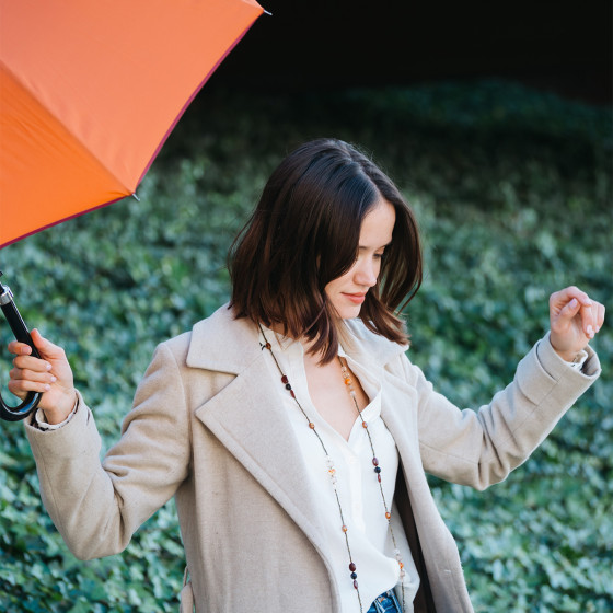 Parapluie Femme Canne Terracotta finition Prune