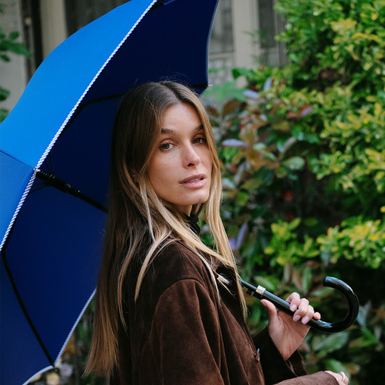 Parapluie Femme Canne Marine finition Marine RAYURES SHOOTING